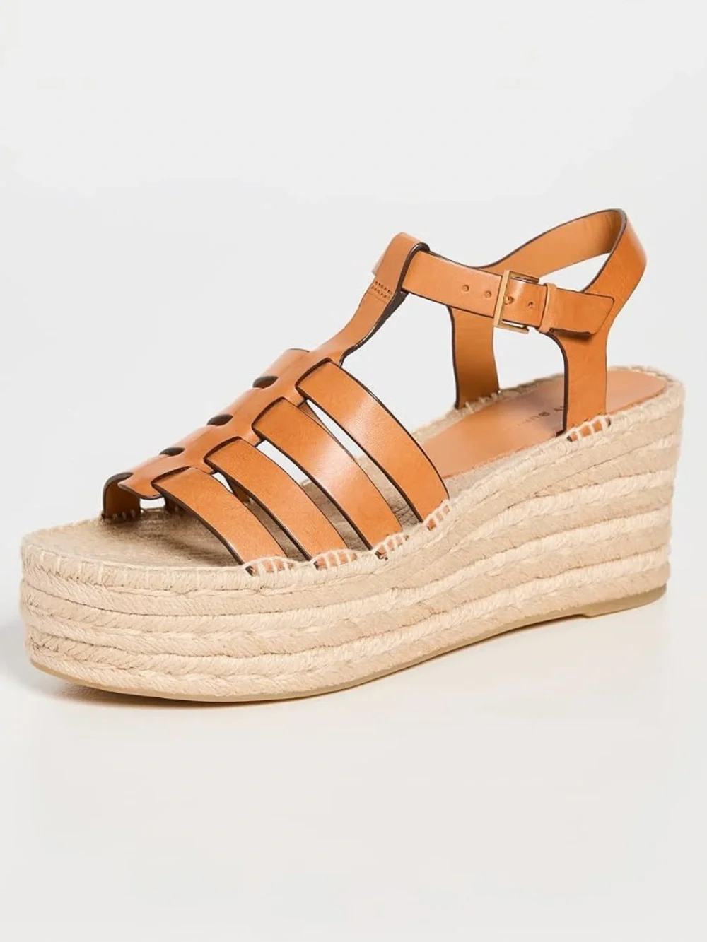 NWOB Tory Burch Fisherman Espadrille Wedge brown leather toasted soufflé 9.5